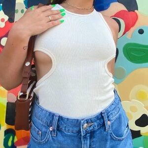 Sexy nude cut out tank top